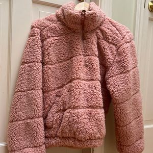 Strawberry pink sherpa quarter zip
